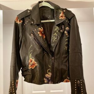 Blank NYC Embroidered Moto Jacket Size Large